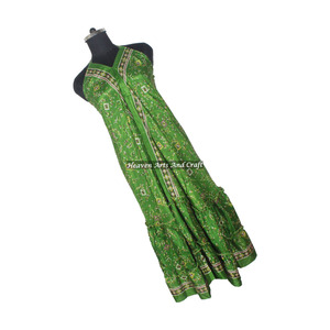 Bohemian Women's Summer Sun Boho Hippie <b>Vintage</b> Silk Halter Recycled Saree Dress Ladies Elegant Dinner <b>Gown</b> Sleeveless Evening - Product Image 1