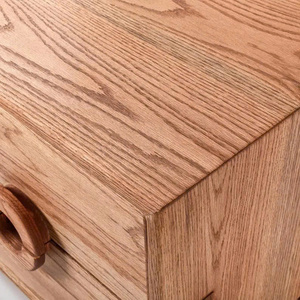 Table de chevet moderne en chêne massif à 2 tiroirs, style scandinave minimaliste, armoire de rangement pour chambre à coucher - Product Image 6