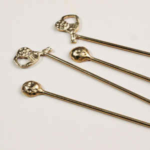 Antique Gold Finish 4-<b>pc</b> Cocktail Stirrers <b>Set</b> of 4 Stainless Steel Stirrers Pineapple Cocktail Stirrer - Product Image 6
