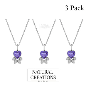 Pendentif Cœur Classique en Laiton Plaqué Premium et Argent Sterling 925 avec Zircon pour Femme, Monture Sertie, Chaîne Câble, Lot de 3 - Product Image 4