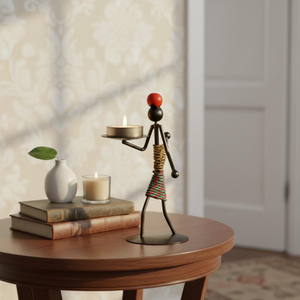 Porte-bougie décoratif en fer forgé fait main, décoration de table, accent décoratif pour la maison - Product Image 2