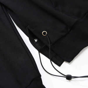 Sweat à capuche streetwear oversize noir avec strass et motif flamme réfléchissant, coupe ample, en coton épais, pour homme et femme, hiver - Product Image 4