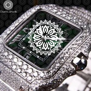 Montre pour homme Charm Jewells en acier inoxydable, boîtier de 40 mm, accents de diamants, analogique, luxe, mode, mouvement mécanique, date automatique, fonction push - Product Image 3