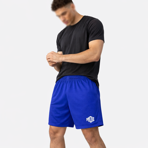 Pantalones Cortos Deportivos de Malla de Poliéster Gris para Hombre, Cintura Elástica con Cordón, Ropa Deportiva Ligera, Producción en Masa - Product Image 5