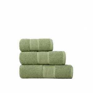 Ensemble de serviettes en coton de couleur unie, rectangulaires, douces pour la peau, pour usage domestique, vert - Product Image 1