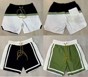 Custom Solid Black and <b>White</b> Colorblocking Front Logo Drawstring <b>Jogger</b> Basketball <b>Shorts</b> Loose Casual Beach for Men - Product Image 2