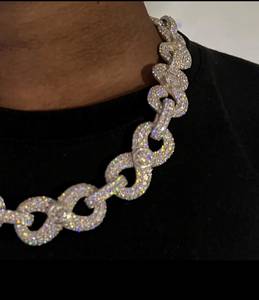 Radiant cuban <b>necklace</b> with round cut moissanite stones sparkling finish and fashionable <b>statement</b> styling for men - Product Image 1