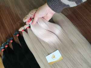 Extensiones de Cabello Italiano con Queratina I-Tips, 100% Cabello Virgen Remy Vietnamita, Estilo Liso Sedoso, Pre-Adheridas con Cinta Adhesiva, Color Claro - Product Image 2