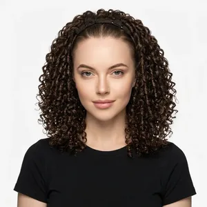 100% Remy Weft <b>Curly</b> Hair Highlighted Full Lace <b>Wig</b> Long <b>Brown</b> Natural <b>curly</b> Texture Human Weft Customizable Size - Product Image 5