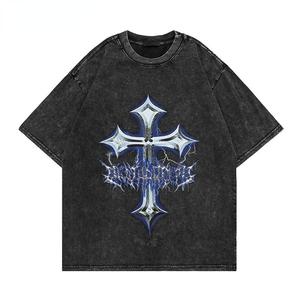 Men's Casual <b>Acid</b> <b>Wash</b> <b>T</b>-<b>Shirt</b> 100% Cotton O-Neck Loose Drop Shoulder Solid Pattern Men's <b>Acid</b> <b>Wash</b> <b>T</b> <b>Shirt</b> - Product Image 1