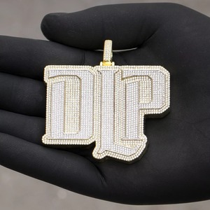Letter Name Pendant 18K Gold Plated 925 Silver Moissanite Round Brilliant Cut Micro Pave Iced Out Hip Hop Style Luxury <b>Charms</b> - Product Image 5