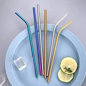 Modern Metal <b>Drinking</b> <b>Straws</b> Set of 5 Reusable Cocktail <b>Straws</b> in Blue Purple Gold Silver Colors <b>for</b> Bar Accessories - Product Image 1