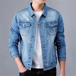 Men's <b>Denim</b> <b>Jacket</b> Casual Solid Color Long Sleeve Button Fly Stonewashed Cotton Regular Fit Spring Wear - Product Image 3