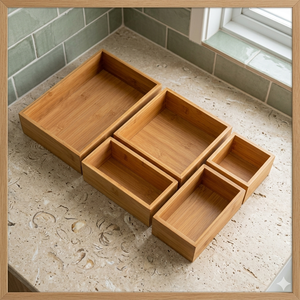 Premium Bamboo Drawer Organizer Box Kitchen Cutlery <strong>Stor</strong> Space Saving Modern Home Kitchen Cabinet Insert Drawer Storage Solution - Product Image 6