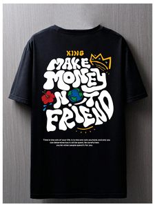 เสื้อยืดโอเวอร์ไซส์สีดำพิมพ์ลายสำหรับผู้ชาย ราคาโรงงาน แขนสั้น คอกลม พิมพ์ลายตัวอักษรด้านหลัง ผ้าเจอร์ซีย์คอตตอน 100% - Product Image 2