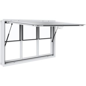 Finestra per Chiosco in Lega di Alluminio 60x36 Pollici per Food Truck, Finestre a Sollevamento Verticale con Tendalino e Gancio di Traino - Product Image 1