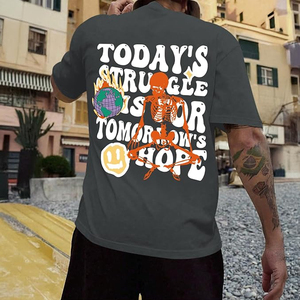Oversized Graphic <b>Tshirt</b> for Men Letter Print Vintage T Shirt Tees Casual Loose Fit Retro Streetwear Shirts Tops - Product Image 5