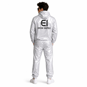 <b>Men's</b> Reflective Hooded Tracksuit Set Waterproof Windbreaker <b>Jacket</b> and Jogger Pants - Product Image 4