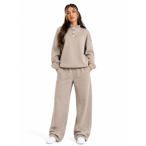 Conjunto Deportivo Oversize para Mujer, Sudadera con Cuello Alto y Botones, Ropa Deportiva de Invierno y Otoño, Pantalones Deportivos Holgados de Alta Calidad, DTF - Product Image 5