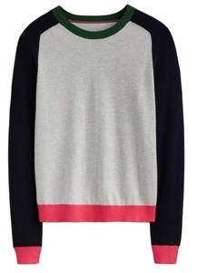 Haut niveau automne hiver contraste couleur à manches longues t-shirt femmes col rond sweat chemise pull - Product Image 3