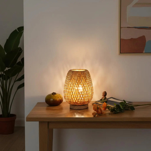 Premium Woven <b>Bamboo</b> <b>Table</b> Lamp Natural Wood Boho <b>Bedside</b> Light Handcrafted Rattan Night Decor Supplier Manufacturer - Product Image 4
