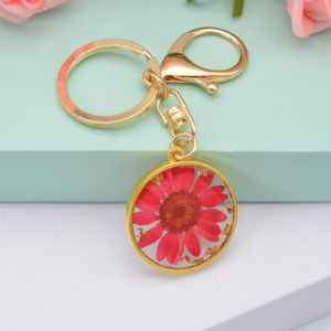 Porte-clés en résine pressée de haute qualité, forme personnalisée, fait main, avec décoration de fleurs séchées, très vendu - Product Image 3