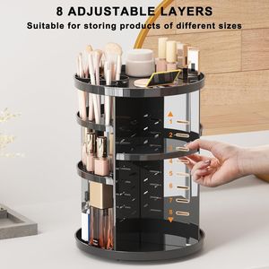 Organisateur de maquillage rotatif à 360 degrés avec plateaux ajustables, carrousel de rangement pour produits de soin et de beauté - Product Image 2