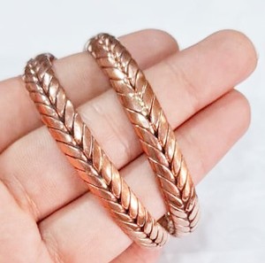 Twisted <b>Copper</b> <b>Bangles</b> Fashionable Bracelets with Pear Charm Jewelry - Product Image 3