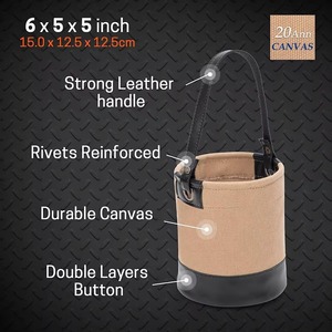 Heavy Duty Waterproof Canvas <b>Tool</b> Bucket <b>Bag</b> Foldable Shoulder Carry Outdoor Storage Organizer OEM ODM 200 lb Capacity 3 Year - Product Image 5