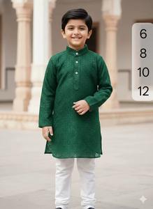 Conjunto de Kurta y Pijama para Niños, Fabricado en India, con Bordado Chikankari de Lakhnavi, para Ocasiones Especiales y Celebraciones, en Venta - Product Image 6