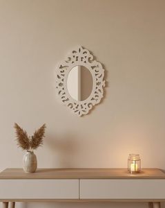 Espejo de Vanidad Decorativo Moderno Grande con Marco Blanco y Encaje para Sala de Estar, Pasillo o Dormitorio - Product Image 3