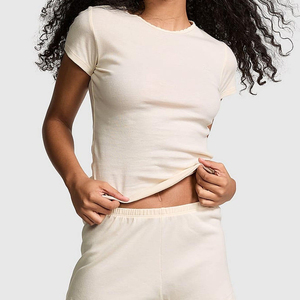 Ensemble Sportif Rose 2 Pièces pour Femme – Short et Débardeur en Coton Tricoté Spandex Couleur Unie Respirant – Collection Printemps-Été 2026 Tendance - Product Image 3