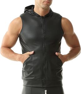 Men's Casual Thickly Fleece PU Leather Vest Waistcoat Covered Design Men Breathable <b>Plus</b> <b>Size</b> Men's Tank <b>Tops</b> - Product Image 2