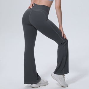 Elastic High Waist Women Sports <b>Flared</b> Pants Running Yoga <b>Leggings</b> Fitness Trousers - Product Image 3
