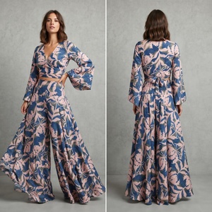 <b>Women</b> <b>Boho</b> Geometric Print V Neck Bell Sleeve Maxi <b>Dress</b> High Waist Loose Casual Floor Length Outfit - Product Image 4