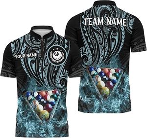 Maillot de sport personnalisé 8 Ball, demi-zip, uniforme de snooker et de billard - Product Image 1