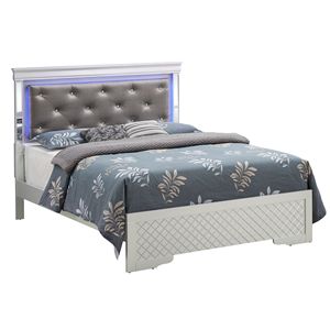 Letto in Metallo Completo Stile Transizionale Colore Argento Champagne - Product Image 1