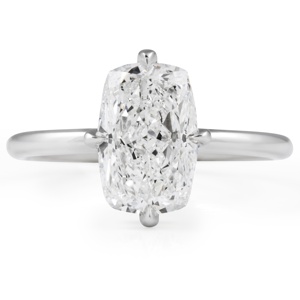 Classic Elongated 2.53ct Cushion Cut Lab Created Diamond Engagement <b>Ring</b> 14K White Gold <b>Plain</b> Band Solitaire <b>Ring</b> For Women - Product Image 6