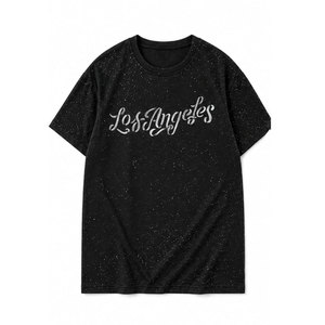 T-shirts à manches courtes en coton 100% lourd, style streetwear vintage américain, avec strass thermocollés, collection RoughPlay Madness, pour l'été - Product Image 2