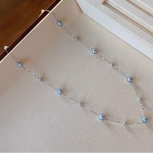 Collar de Plata de Ley 925 de Zhuji, Cadena de Perlas Aurora AK de 7-8 mm, Cielo Estrellado Sonriente, Plata de Ley 925 Natural, Perlas Aurora AK de 7-8 mm, Cielo Estrellado Sonriente - Product Image 1