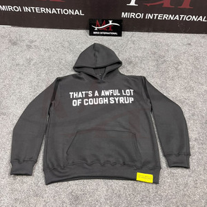 Sudadera con Capucha Personalizada de Invierno para Hombre, 100% Algodón de Alta Calidad, Corte Regular, Modelo Assali, con Estampado 'THAT'S a AWFUL LOT of COUGH SYRUP' - Product Image 1