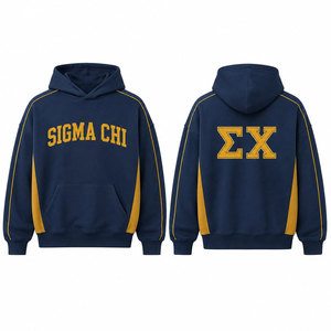 Sweat-shirt à capuche Sigma Chi bleu et or avec lettres grecques 1855, imprimé, design de poche, coupe décontractée pour homme, style automne - Product Image 4