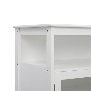 Credenza in MDF Bianco NC 80,65*40*82cm con Doppie Ante Trasparenti, Doppi Scomparti Interni, Strato di Stoccaggio Centrale, Verniciata a Spruzzo - Product Image 5