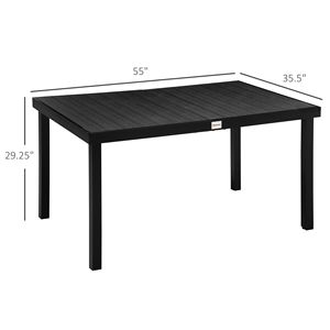 Tavolo da Pranzo da Esterno in Alluminio Leggero e Moderno per 6 Persone, Design Pieghevole Rettangolare Nero per Giardino, Prato e Cortile - Product Image 3
