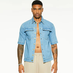 Chemise en jean à manches courtes pour homme, décontractée, mode estivale, boutonnée, légère, respirante, tissu doux, coupe décontractée, pour usage quotidien - Product Image 1