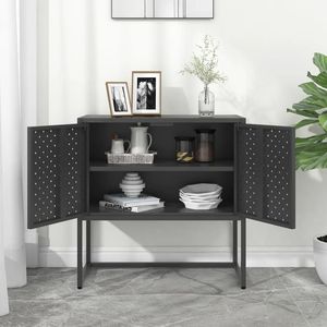 Anthracite Steel <b>Sideboard</b> 29.5"x13.8"x29.5" Dimensions - Product Image 3