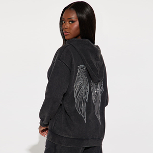High Quality Women Acid Wash Hoodie And Jogger Set Soft Warm <b>Fleece</b> Comfortable Winter Tracksuit For Gym Workout <b>Running</b> Travel - Product Image 5