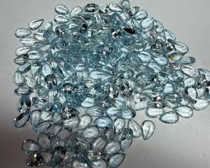 Cabujón facetado de aguamarina natural AAA+++ con corte esmeralda en forma de pera de 8x5 mm |   Piedra Preciosa de Aguamarina Azul Suelta para Joyería y Venta al por Mayor - Product Image 5