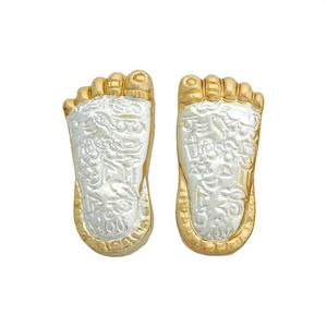 Paire de Padukas Lakshmi en Acier Inoxydable Faits à la Main pour les Rituels de Prospérité, le Culte Spirituel, la Maison, le Bureau, l'Anniversaire - Product Image 5