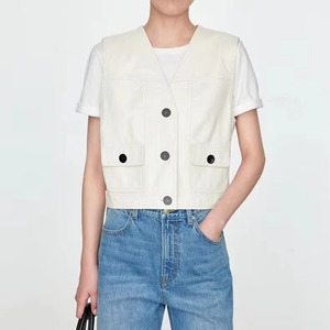 Chaleco de Cuero para Mujer, Diseño de Motociclista, Impermeable, Transpirable, de Alta Calidad, Cuero Genuino, Venta al Por Mayor - Product Image 1